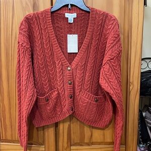 1981~ Jamie Scott Rust heavyweight Cable Knit Cardigan